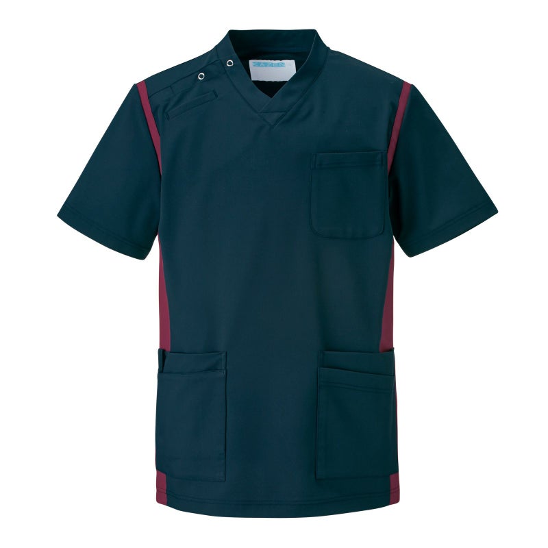 Smart Scrub スクラブ ネイビー×ワイン 男女兼用 971-48