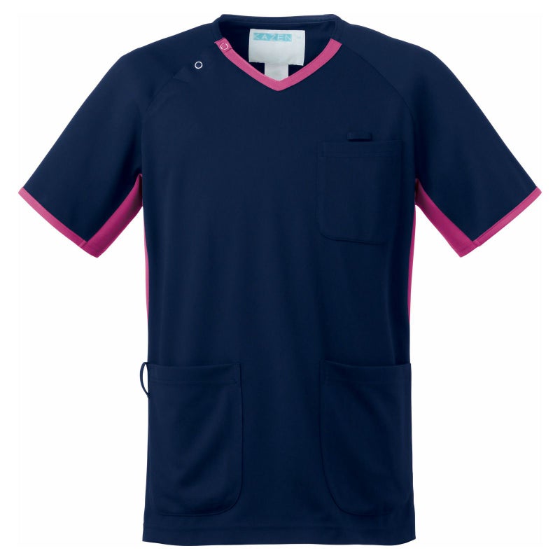 リアン スクラブ ネイビー×プラム 男女兼用 983-15